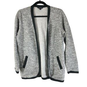 Lands End Womens Cardigan Sweater Open Front Knit Pockets Marled Gray Size S